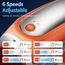 Rarekoas Portable Neck Fan, Hands-Free, 6 Speeds, 6000 mAh Battery, 360° Cooling Wearable Personal Fan, Rechargeable, Gifts for Women Men, Suitable for Indoor, Outdoor, Travel-Orange