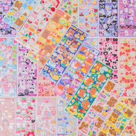 Bayurht 102 Sheets Korean Stickers Kpop Deco Stickers Photocard Kpop Stickers Butterfly Ribbon Heart Cute Stickers for Photocards Binder Arts Crafts Scrapbooking Journaling