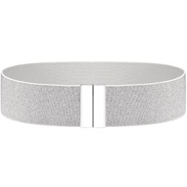 Chamqueen Wide Elastic Stretch Waist Belts Women Waistband Dress Vintage Belt Bling Silver Band 65 CM