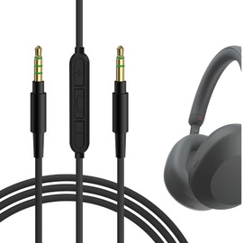 GEEKRIA Audio Cable with Mic Compatible with Sony WH-1000XM6/1000XM5, XB910N/XB900N, H910N, MDR-1R Headphones, 3.5mm Replacement Stereo Cord with Inline Microphone (4 ft/1.2m)