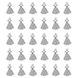 Ruwado 50 Pcs Mini Dress Charms 2 x 1.3 cm Metal Cute Pendants Accessories for Jewelry Making Finding Kits Earring Bookmark Scrapbooking Decoration Supplies (Antique Silver)