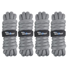 MALZE-NEWSEED 4 Pack 3/8" x 15' Dock Lines Double Braided Nylon Boat Rope with 12" Eyelets, Marine Grade Premium Mooring Lines for Docking Boat & Pontoon, Grey