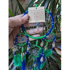 BRILLIANT GIFTS Dream Catcher for Boys and Girls, Blue, Green, Shells, Silver, Feathers, Hanging, Christmas, Diwali, Birthday, New Year