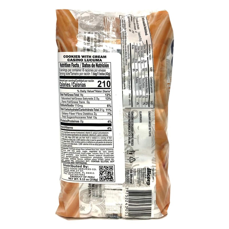 Generic Victoria Casino Galletas con Crema Sabor Lucuma 258 gr