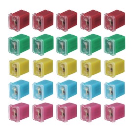 uxcell Automotive Cartridge Fuse 48V 20/30/40/50/60A Female Terminal J Case Box Low Profile for Car Truck Blue/Pink/Green/Red/Yellow 25pcs