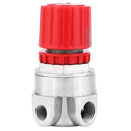Válvula reguladora de Aire, válvula de Acero de Alta precisión 3 Orificios / 4 Orificios Control regulador de presión Accesorios para compresor de Aire(Rojo)