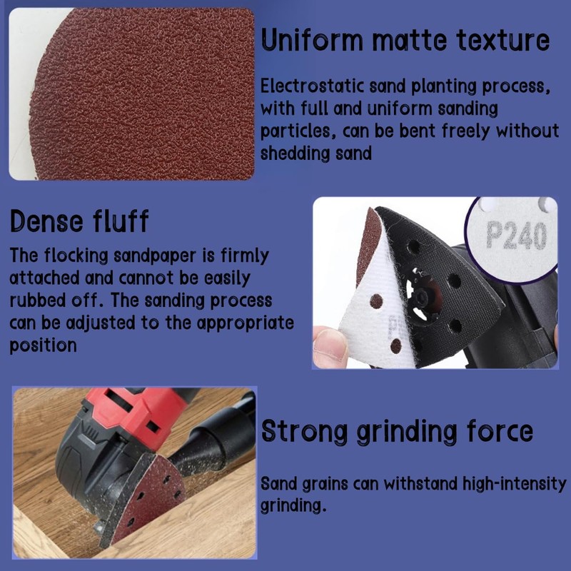 Triangle Grinding-Pads,Sanding Discs,90 Pieces Sanding Pads,93 * 93 * 93mm,andpaper