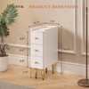 Narrow Nightstand 7.9" with 3 Drawer Wood Bedside Table Small