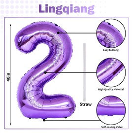 Purple 21st Birthday Balloons for Her, 40In Purple Mylar Foil Number 21 Balloons for Girls, Birthday Party Balloons Numbers 2 and 1 for Women 12th 21st Anniversary Decorations Supplies
