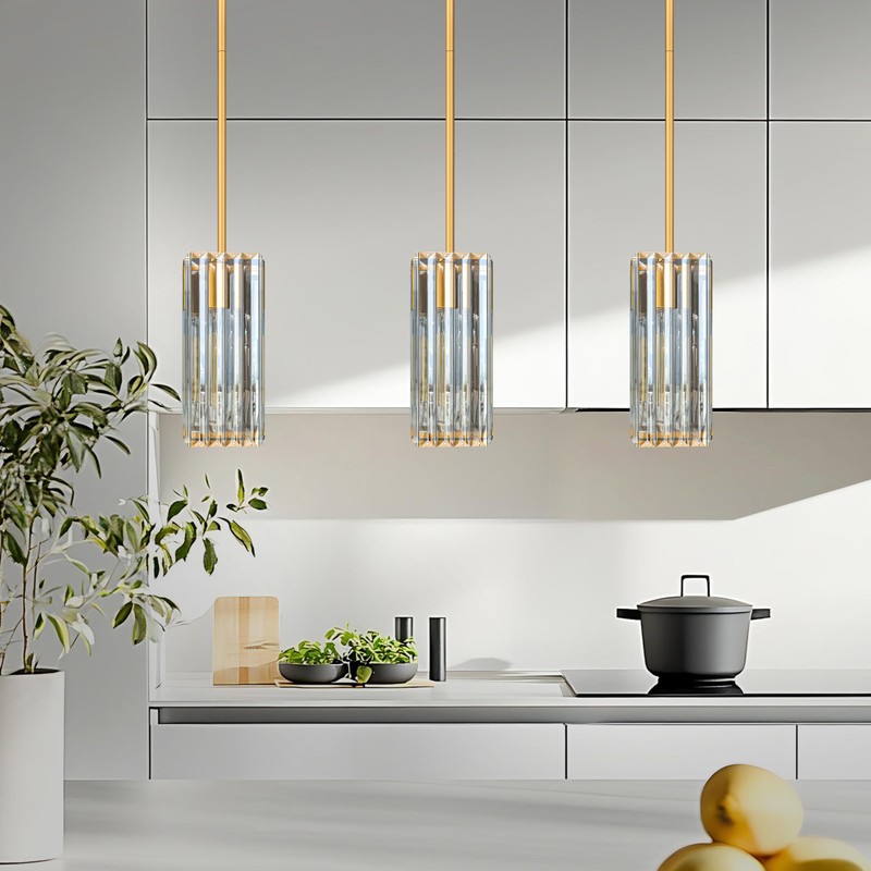GOOUQA Crystal Pendant Lights for Kitchen Island - 10" Gold