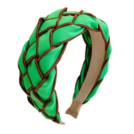 CAUDIO Women Braided Wide Headband Woven Twist Criss Cross Hairband Color Contrast Head Band Party Dating Hair Accessories (Green)