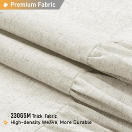 BTTN Extra Long Linen Shower Curtain - 72x84 Inch Long Shabby Chic Fabric Shower Curtain Set with Ruffle Hem, Tall Modern Farmhouse Rustic Thick Cloth Shower Curtains for Bathroom Decor - Natural