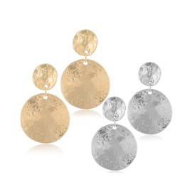 Silver Clip On Earrings Round Dis Hammered Lightweight Clip Earrings No Piercing Gold Dangle Earrings for Women