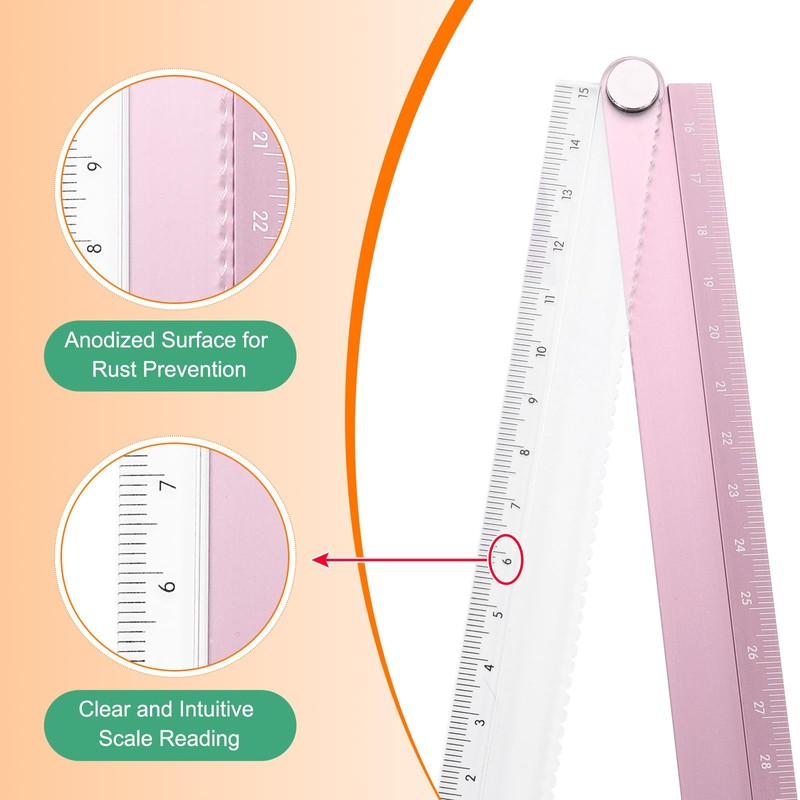 sourcing map 2pcs Folding Straight Ruler 30cm Metric Aluminum Alloy