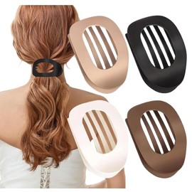 Toumdafine 4 PCS Flat Claw Clip for Women, Curved Design Hair Clip, Flat Claw Clip for Thick and Long Hair, Everyday Styling Gift (Mix and Match)(color 2)