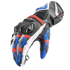 Bogotto Monza Perforated Motorcycle Gloves, Blue/White/Red, M