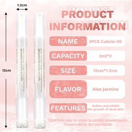 Meschett 2PCS Cuticle Oil Pens for Nail Care,Cuticle Revitalizer Oil Pen with Soft Brush,Cuticle Oil to Prevent Nail Cracking and Dry (Aloe & Jasmine Flavor)