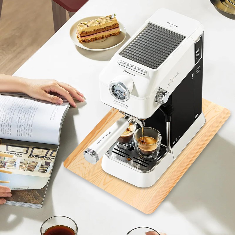 360° Appliance Sliding Tray for Coffee Maker, Bamboo Rolling Tray