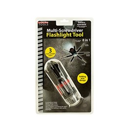 Kole OF807 8-in-1 Multi-Screwdriver Flashlight Building Tools, Black