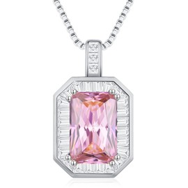 CDE Square Birthstone Pendant Necklaces for Women, Jewelry Gifts for Women, 18K Gold Plated 925 Sterling Silver Birthday Anniversary Necklaces for Wife Mom Girlfriend