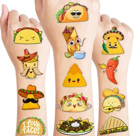 100 PCS Mexico Food Fiesta Temporary Tattoos 1st Themed Birthday Party Decorations Favors Supplies Décor Cinco De Mayo Mexican Tattoo Stickers Gifts For Game Boys Girls Classroom School Prizes Reward