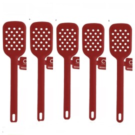 Cook With Color 5 Silicone Slotted Turners 12” Kitchen Tools Set Durable Up To 400°F Safe Red
