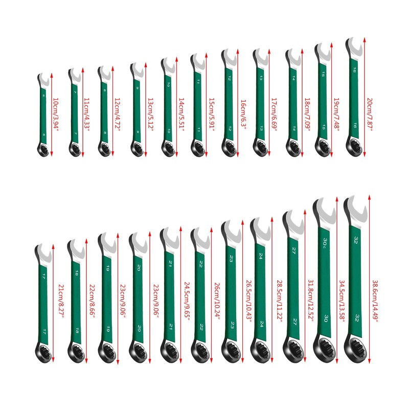 QUEENYARD Fixed Head Ratchet Spanner 10mm Professional Chrome Vanadium Steel