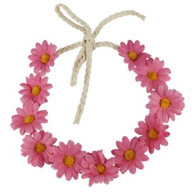 1 Pack Flower Headband, Flower Crown, Sunflower Headpiece, Daisy Crown for Women, Girls, Hippie Accessories (Pink, M)