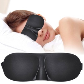 3D Contoured Eye Mask for Sleeping, Luxury Blindfold Sleep Mask with Adjustable Strap, Soft and Comfortable Night Eye Mask for Men Women, Light Blocking Eye Blinder for Travel Sleeping (Black)