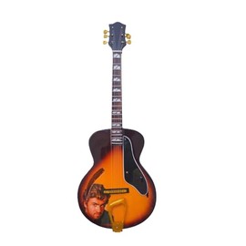 Generic Miniature Guitar Replica – Black & Gold, Handcrafted Wooden Guitar with Display Stand – Perfect Music Memorabilia Gift