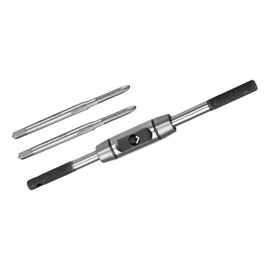 sourcing map Metric Tap and Wrench Handle Set M2 x 0.4mm Pitch 3 Flutes H2 Thread Plug Tapper M1-M8 Adjustable Bar Holder Straight Tapping Wrench Reamer