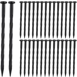 Landscape Spikes, Plastic Landscape Edging Spikes 8 Inch (100 Pack) - Spiral Anchoring Stakes for Weed Barrier, Paver Edging, Artificial Turf, Garden Lawn Yard & More