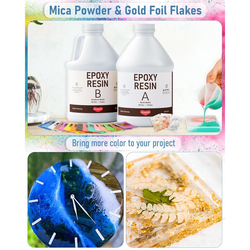 Smallbudi 2 Gallon Epoxy Resin Kit with 36 Colors Mica