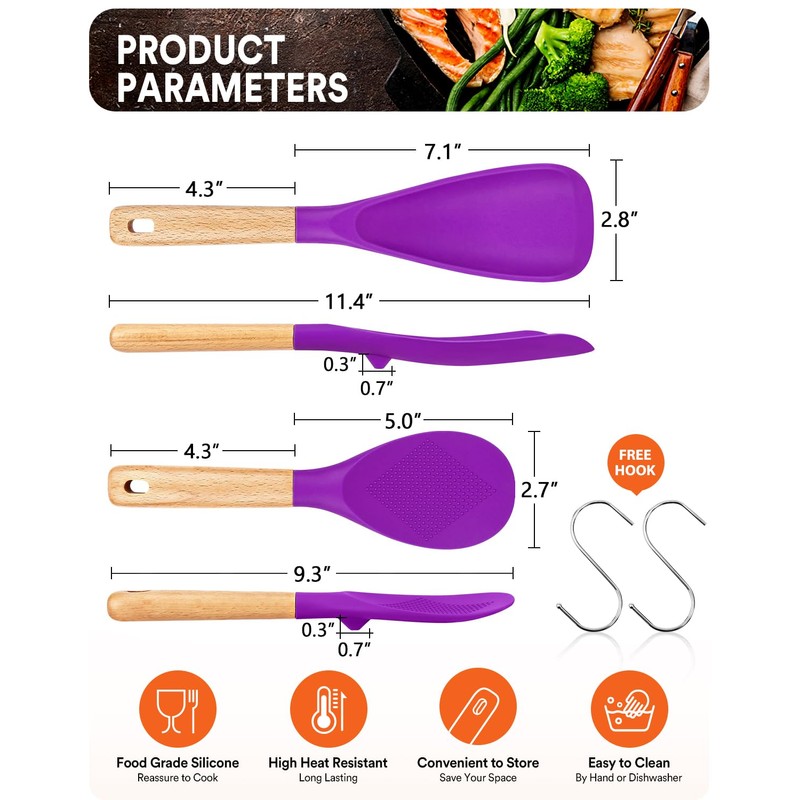 Cooking Spoon and Rice Scooper for Nonstick Cookwares, Great for