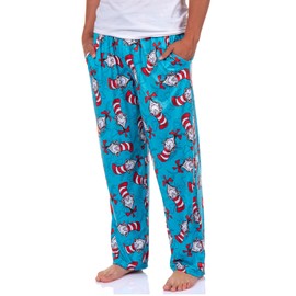 Dr. Seuss PJs Mens Cat In The Hat Expressions All Over Print Pajama Pants (Medium)
