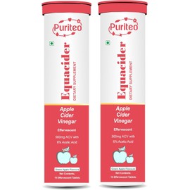 PURITEO-EQUACIDER Apple Cider Vinegar Effervescent with The Mother, Vegan, No Added Sugar, Non-GMO & Gluten-Free Tablets - (15 Tablets, Pack of 1)