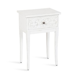 Kate and Laurel Cassetta Soft Coastal Rectangle Side Table, 19 x 14 x 28, Coastal White, Wooden Living Room End Table with Useful Pull Drawer for Storage