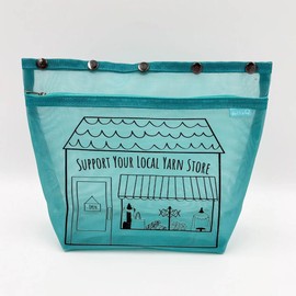 Della Q Standing LYS Oh Snap Project Bags - for Colour Work Projects, Mesh Fabric, Teal, 28 x 23 x 7.5cm - 1 Piece