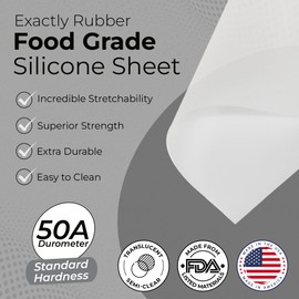 Exactly Rubber Translucent Silicone Sheet, 50A Durometer, Semi Clear, -80 to 450F, Food-Grade, 1/32 x 3" x 9'
