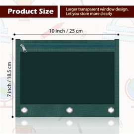 Lincia 30 Pcs Pencil Pouch for 3 Ring Binder Heavy Duty Zippered Pencil Case with Large Clear Window 10" x 7" Reinforced Metal Grommets Durable Cloth Supplies for College Office(Retro)