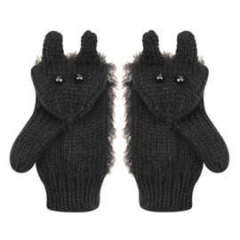 haozaikeji Cute Hedgehog Gloves Women Winter Knitted Mittens Thermal Furry Girls Cute Gloves Thicken Warm Cartoon Animal Mittens Soft Hand Warmer