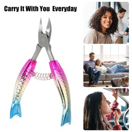 VOCOSTE Nail Clippers, Thick Nail Clippers Stainless Steel, Sharp Nail Clippers for Men Women Adults Cherry Blue