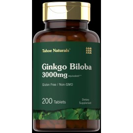 Tahoe Nutritionals Ginkgo Biloba 3000mg | 200 Tablets | Vegetarian, Non-GMO | by Tahoe Nutritionals