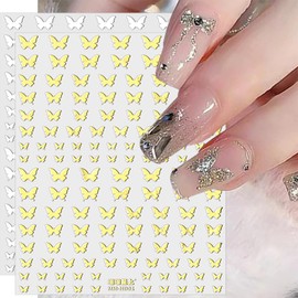 6 Sheets Star Nail Stickers 3D Butterfly Nail Art Stickers Silver Gold Star Butterfly Flame Nail Designs Flame Nail Decals Self-Adhesive Star Stickers for Women Manicure Decoration Tips Accessories