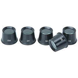 5 Piece Loupe Set 2x, 3x, 5x, 7x, and 10x Magnifying Loupes Watchmaker Jewelers and Hobbyist Tool