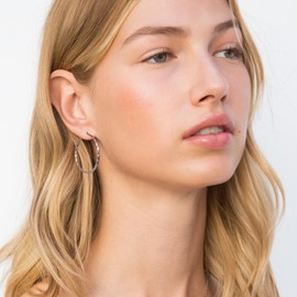 day.berlin Women's Creole Earrings Twisted 18 Carat Gold-Plated 35 mm Diameter 2 mm Thick 316L Stainless Steel Nickel-Free and Waterproof, Stainless Steel, No Gemstone