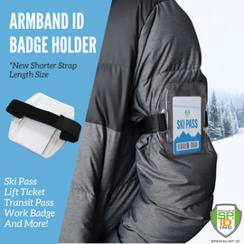 5 Pack - Specialist ID Small Armband Badge Holder Kids - Adjustable Fit - Perfect Size Arm Band Badge Holder for Women & Men with Slender Arms - Ski Pass Holder for Child, Youth (Black)