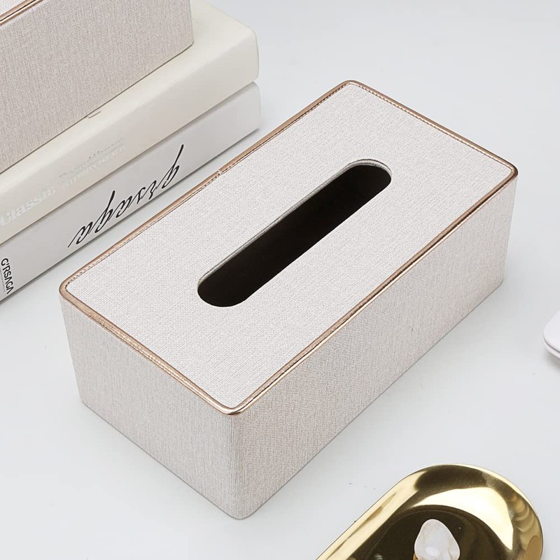 KINGFOM Tissue Box Cover PU Leather Rectangle Tissue Box Holder