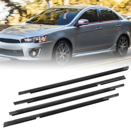 Ricmjend 4Pcs Weatherstrip Window Moulding Trim Seal Belt Compatible with Mitsubishi Lancer 2008-2017 Car Outer Door Window Seal Belt Replaces# 5727A005 5727A006 5757A017 5757A018
