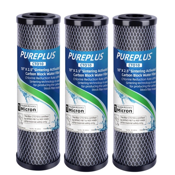 1 Micron 2.5" x 10" Whole House CTO Carbon Water